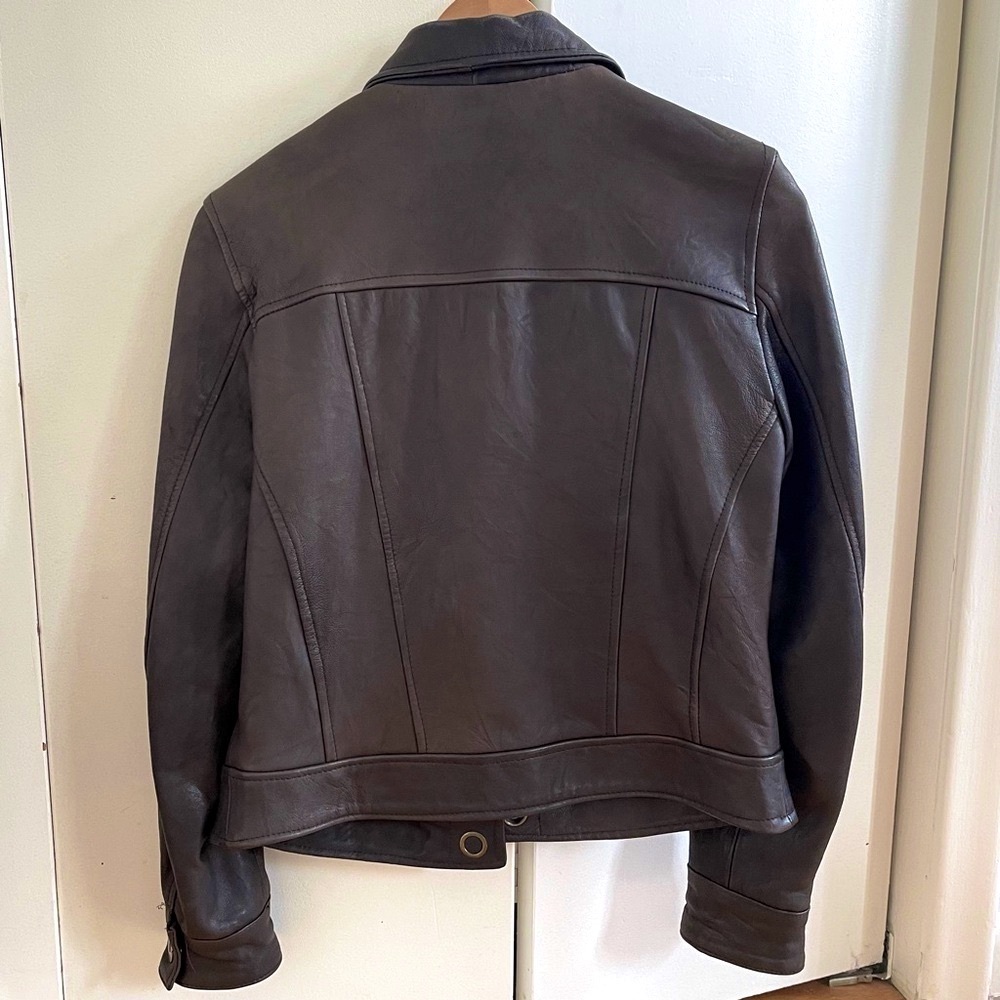 Made in Italy Brown Italian Collar Leather Jacket - Picture 2 of 6